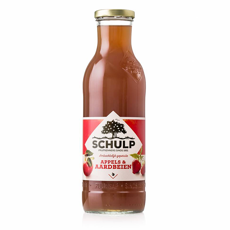 Biologische schulp appel aardbei sap 750 ml